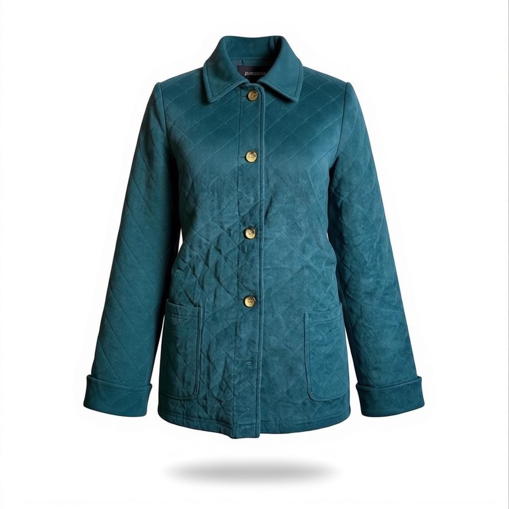 Serengeti Quilted‎ Corduroy Barn Jacket Teal 1X Button Front Pockets